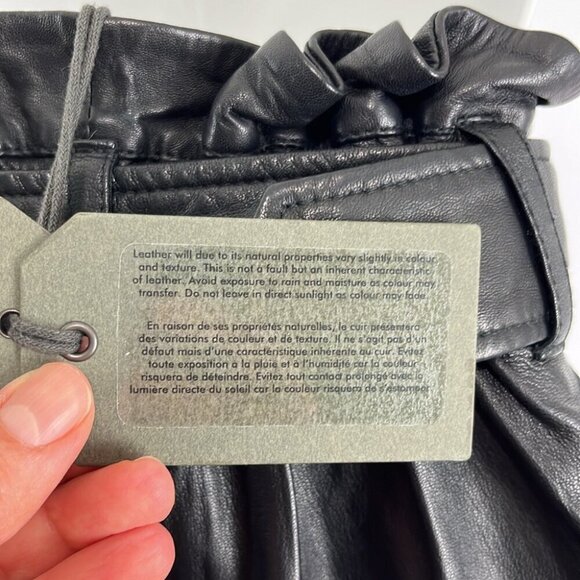 Allsaints NWT Erica Black Leather Paperbag Shorts - Picture 9 of 11